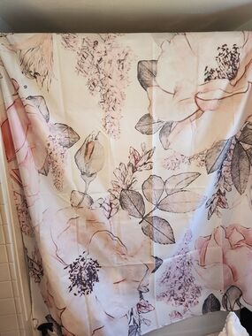 Floral Pink and Gray Shower Curtain